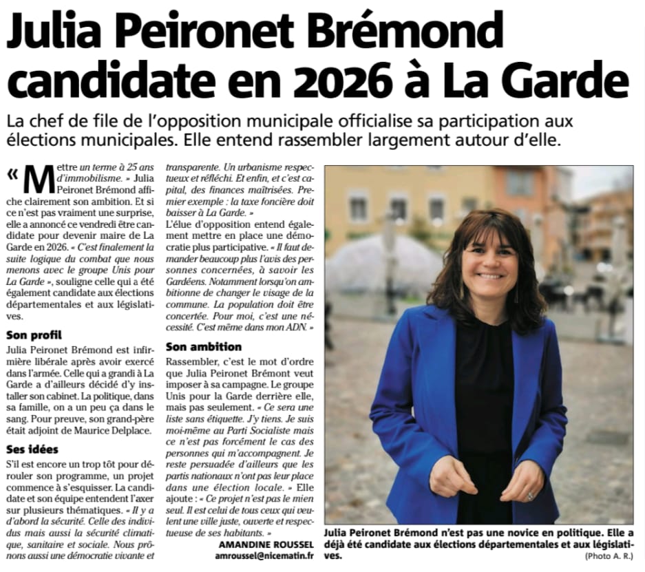 Julia Peironet Brémond candidate pour La Garde en 2026